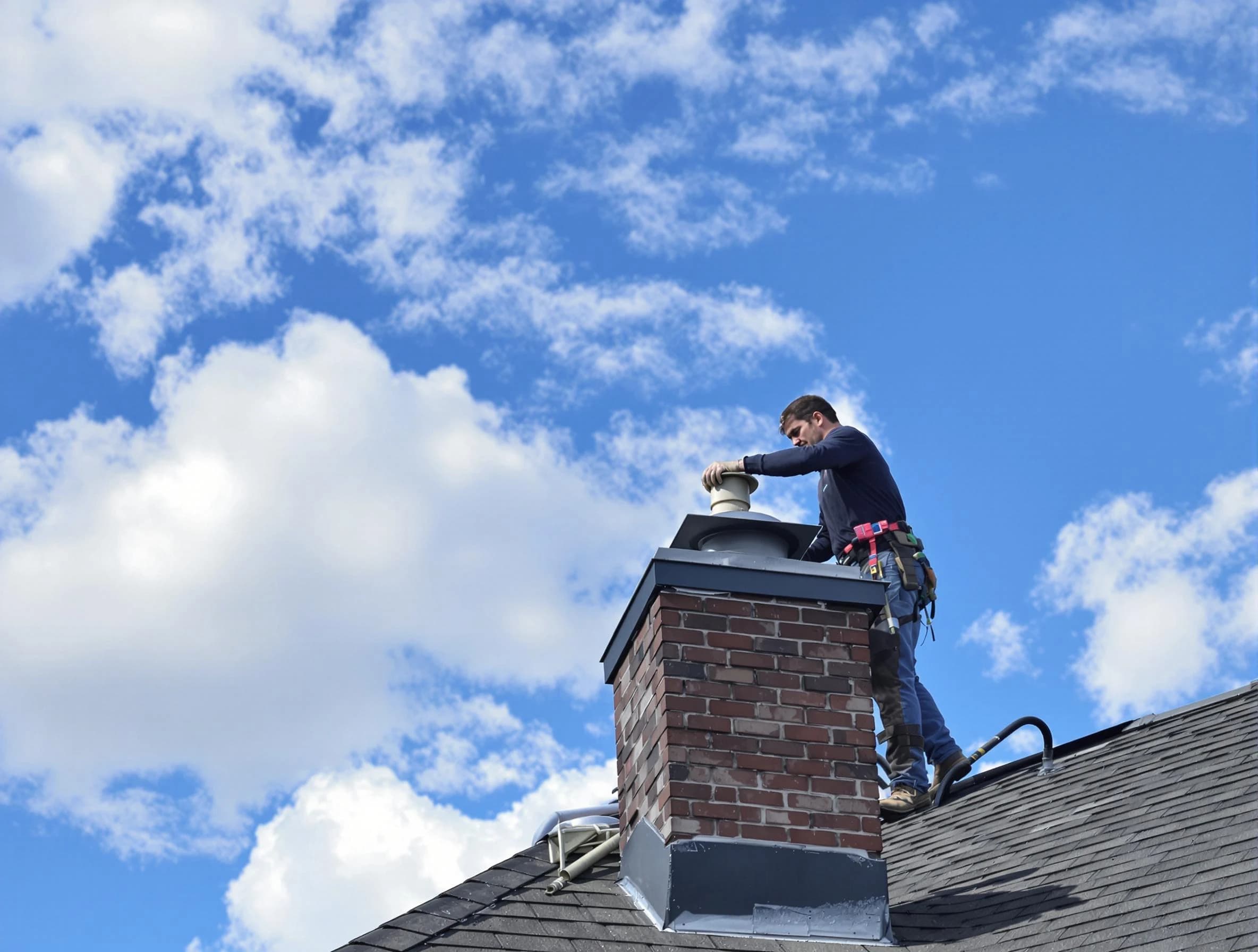 Woods Cross Chimney Sweep installing a sturdy chimney cap in Woods Cross, UT