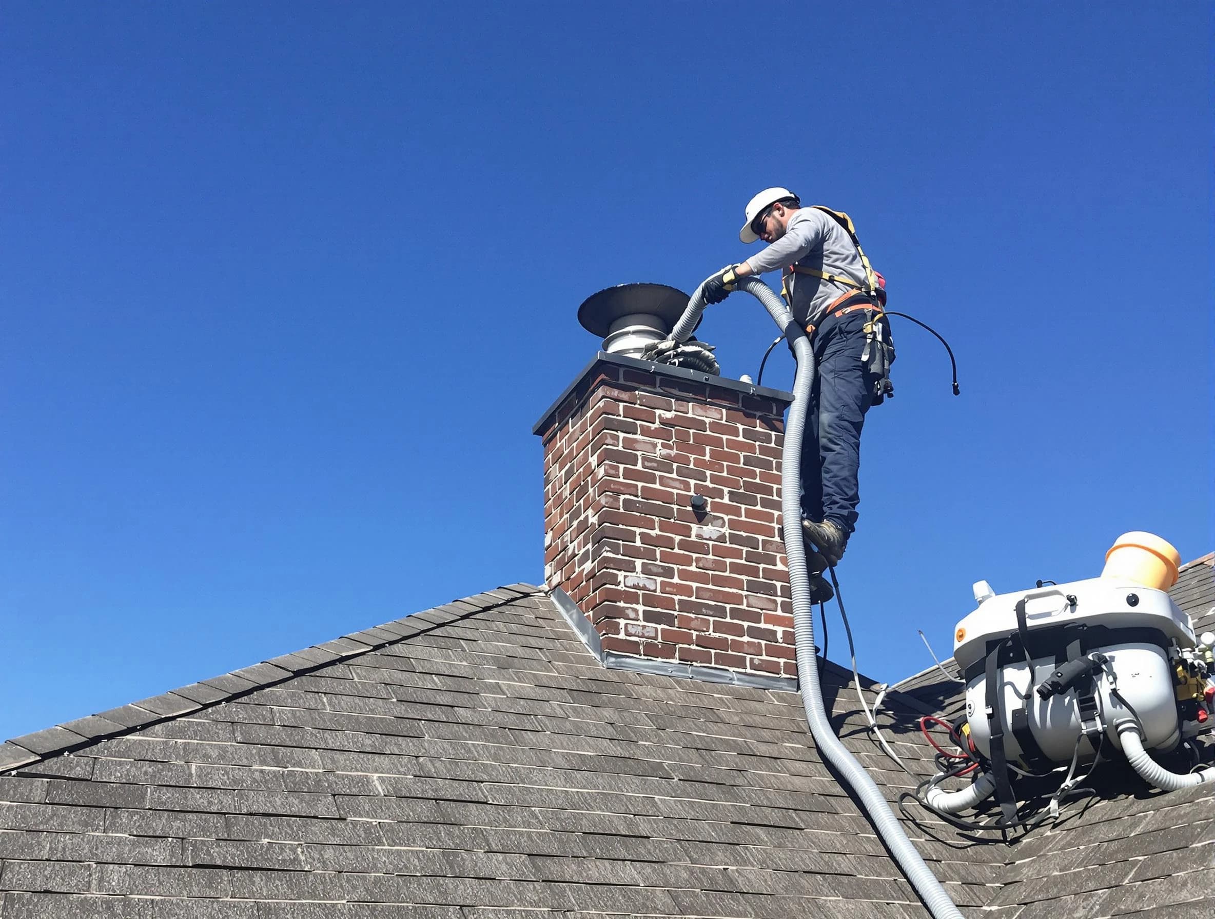 Dedicated Woods Cross Chimney Sweep team member cleaning a chimney in Woods Cross, UT