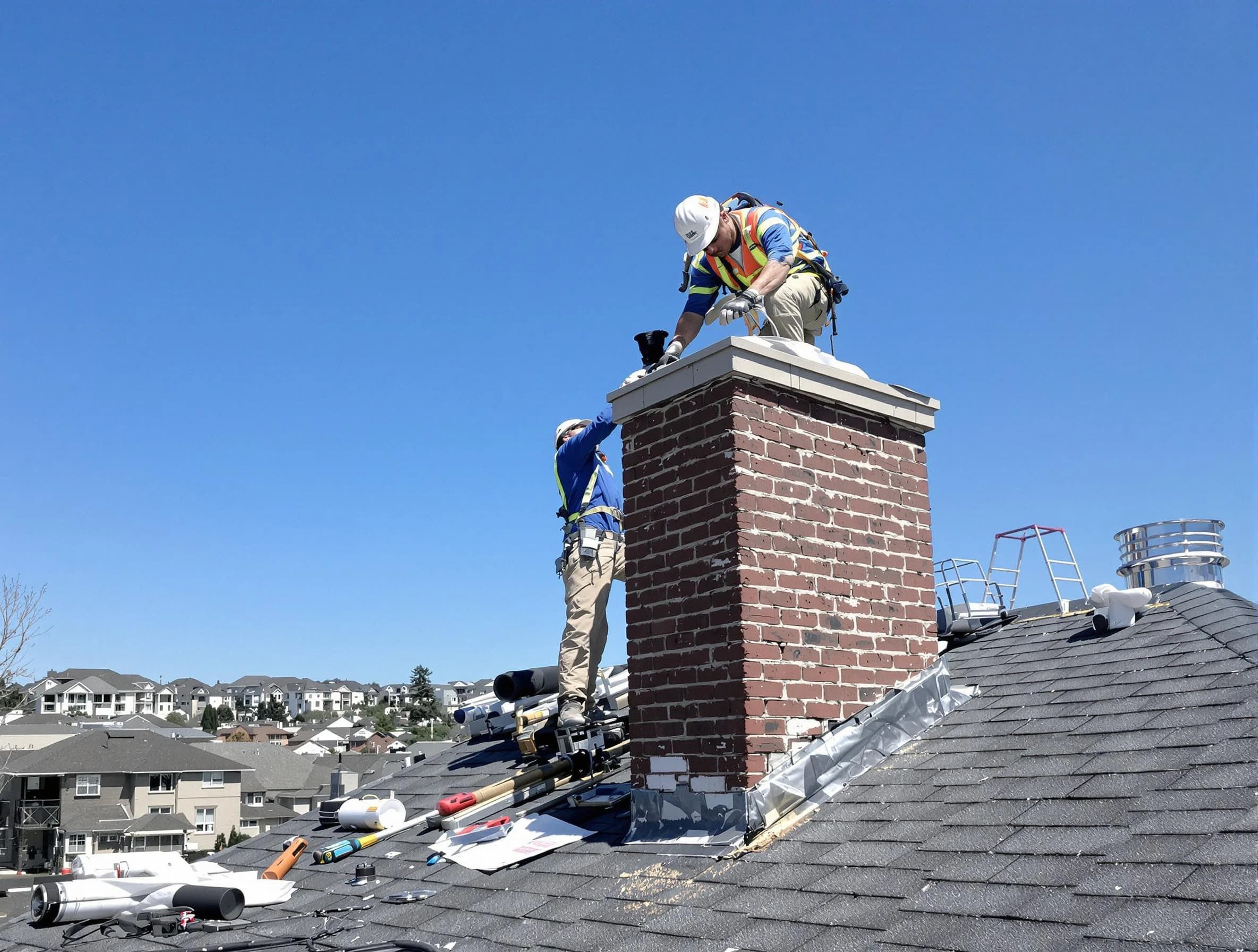 Woods Cross Chimney Sweep repairing a chimney crown in Woods Cross, UT