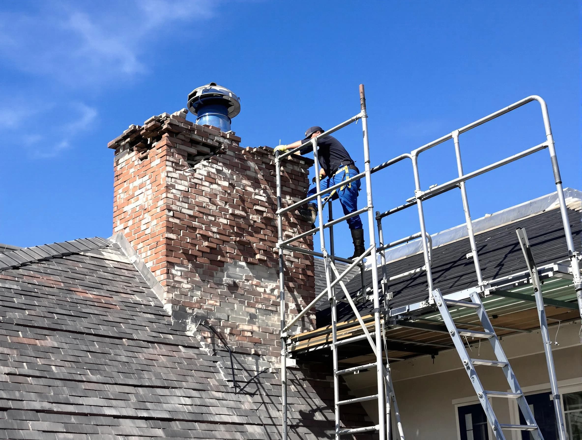 Rebuilding a chimney structure by Woods Cross Chimney Sweep in Woods Cross, UT