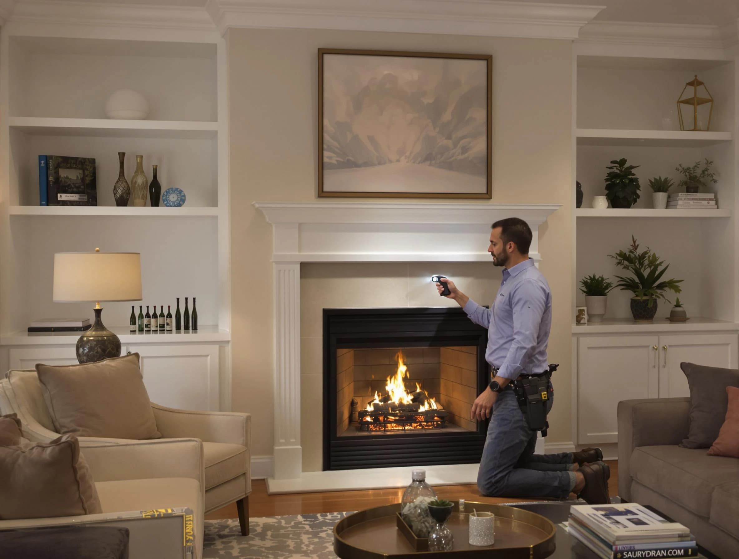 Woods Cross Chimney Sweep conducting a fireplace safety inspection in Woods Cross, UT