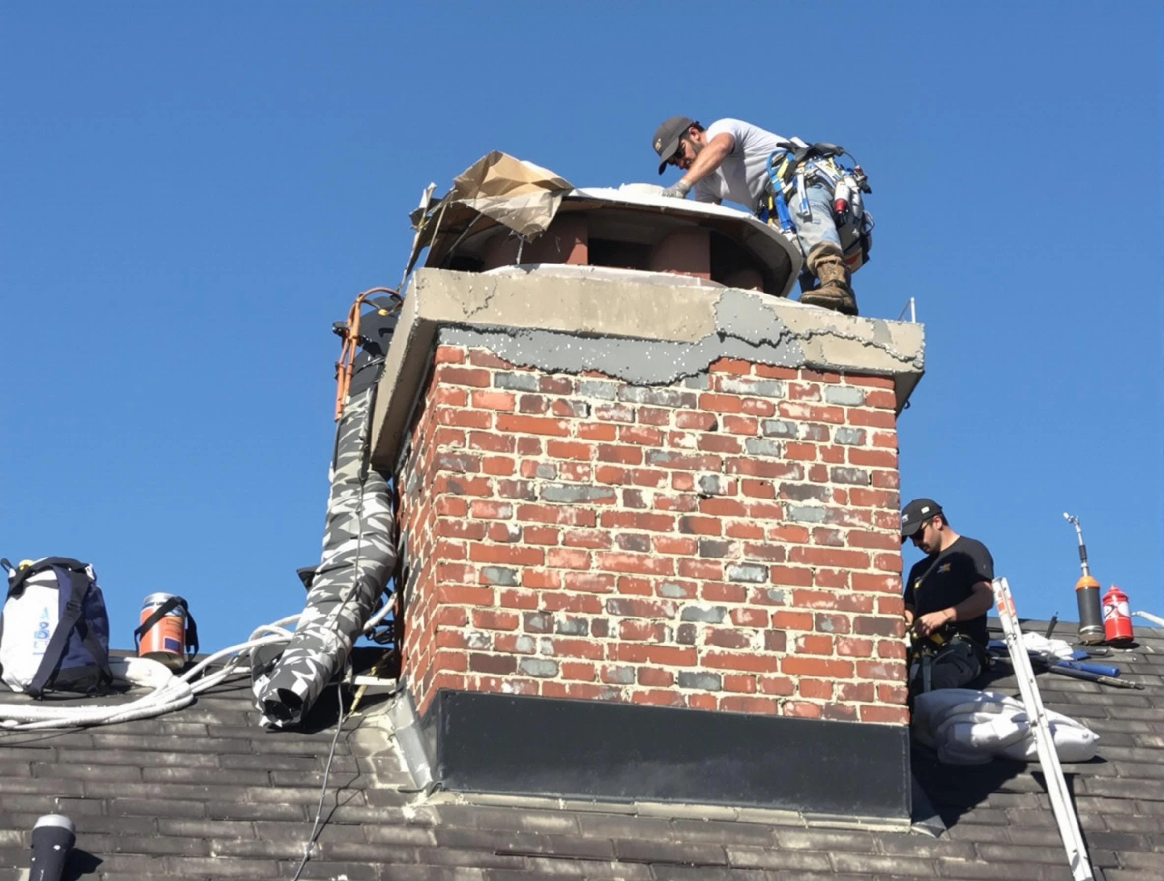 Woods Cross Chimney Sweep installing a custom chimney crown in Woods Cross, UT