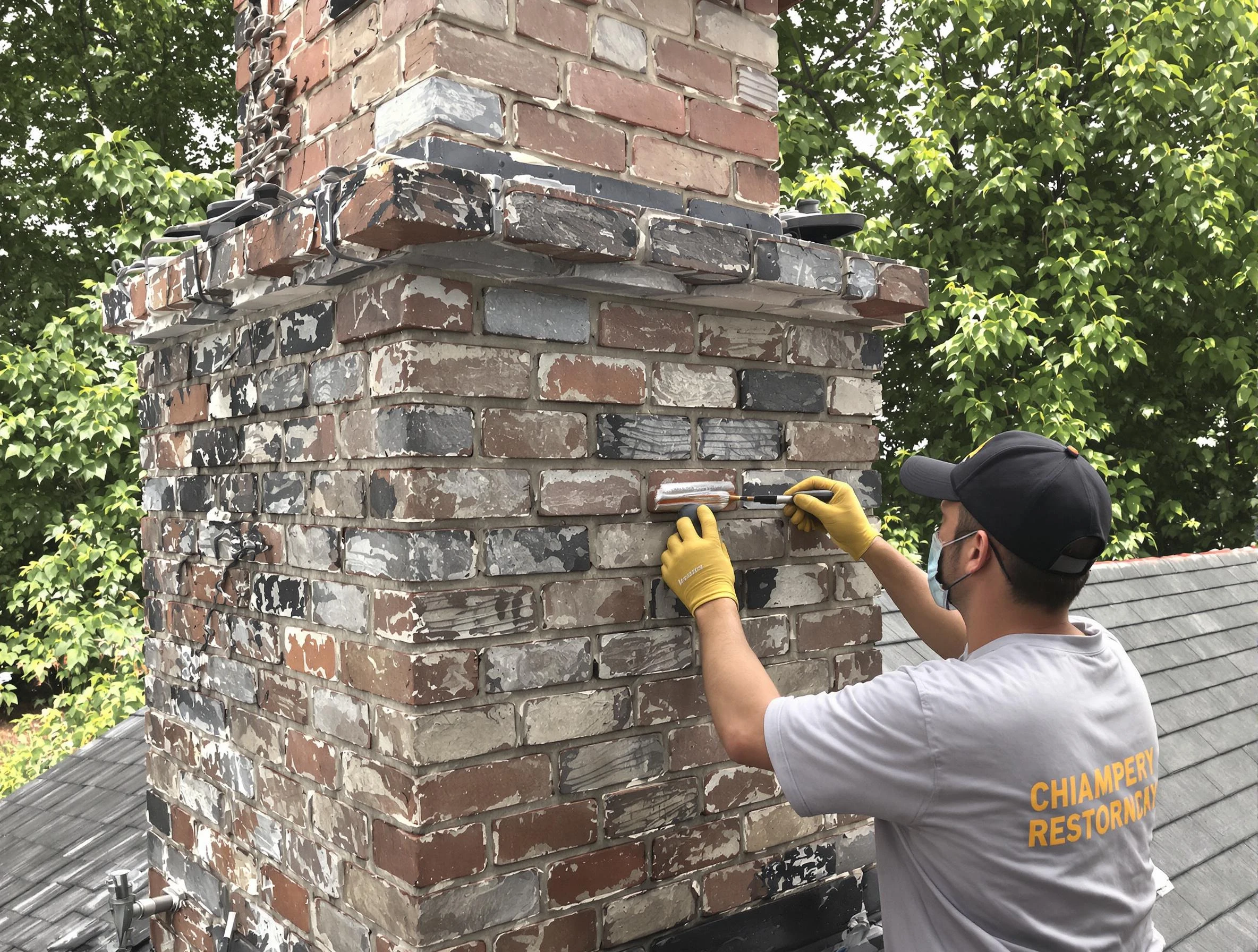 In-progress chimney restoration by Woods Cross Chimney Sweep in Woods Cross, UT